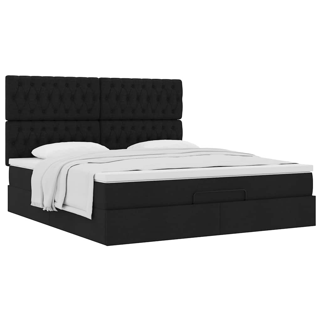 Ottoman bed met matras 160x200cm stof zwart is nu te koop bij PeponiXL, paradijselijk wonen!