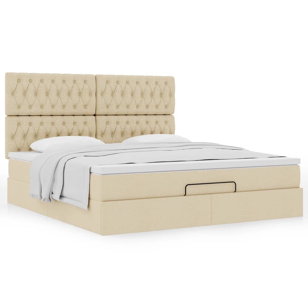 Ottoman bed met matras 180x200cm stof crèmekleurig is nu te koop bij PeponiXL, paradijselijk wonen!
