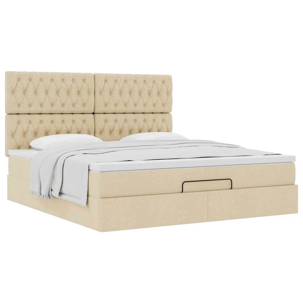 Ottoman bed met matras 180x200cm stof crèmekleurig is nu te koop bij PeponiXL, paradijselijk wonen!