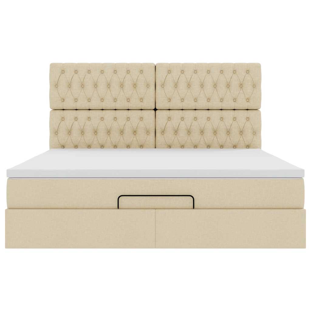 Ottoman bed met matras 180x200cm stof crèmekleurig is nu te koop bij PeponiXL, paradijselijk wonen!