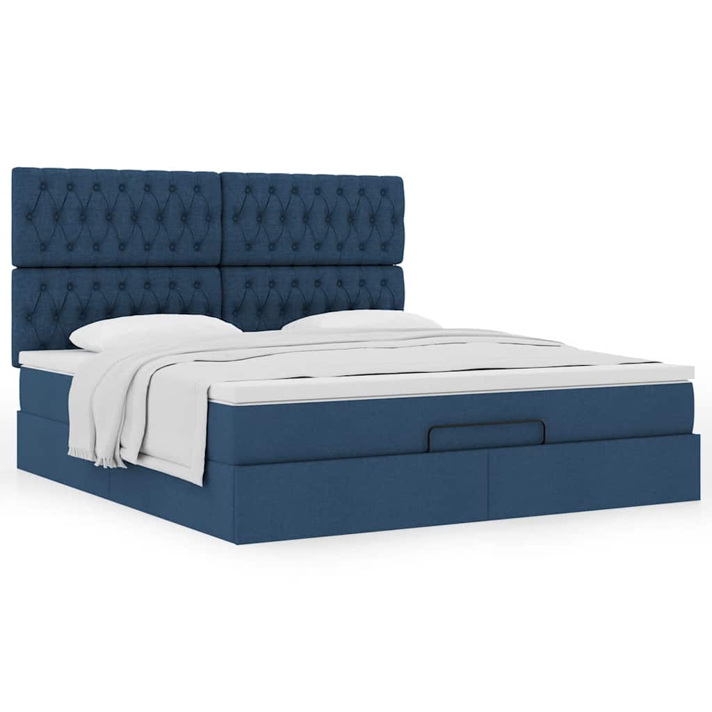 Ottoman bed met matras 180x200cm stof blauw is nu te koop bij PeponiXL, paradijselijk wonen!