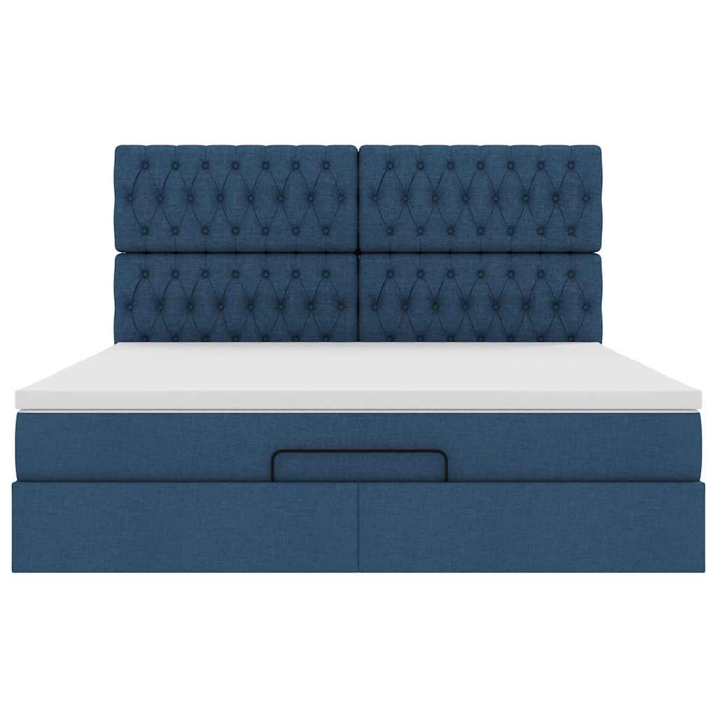 Ottoman bed met matras 180x200cm stof blauw is nu te koop bij PeponiXL, paradijselijk wonen!