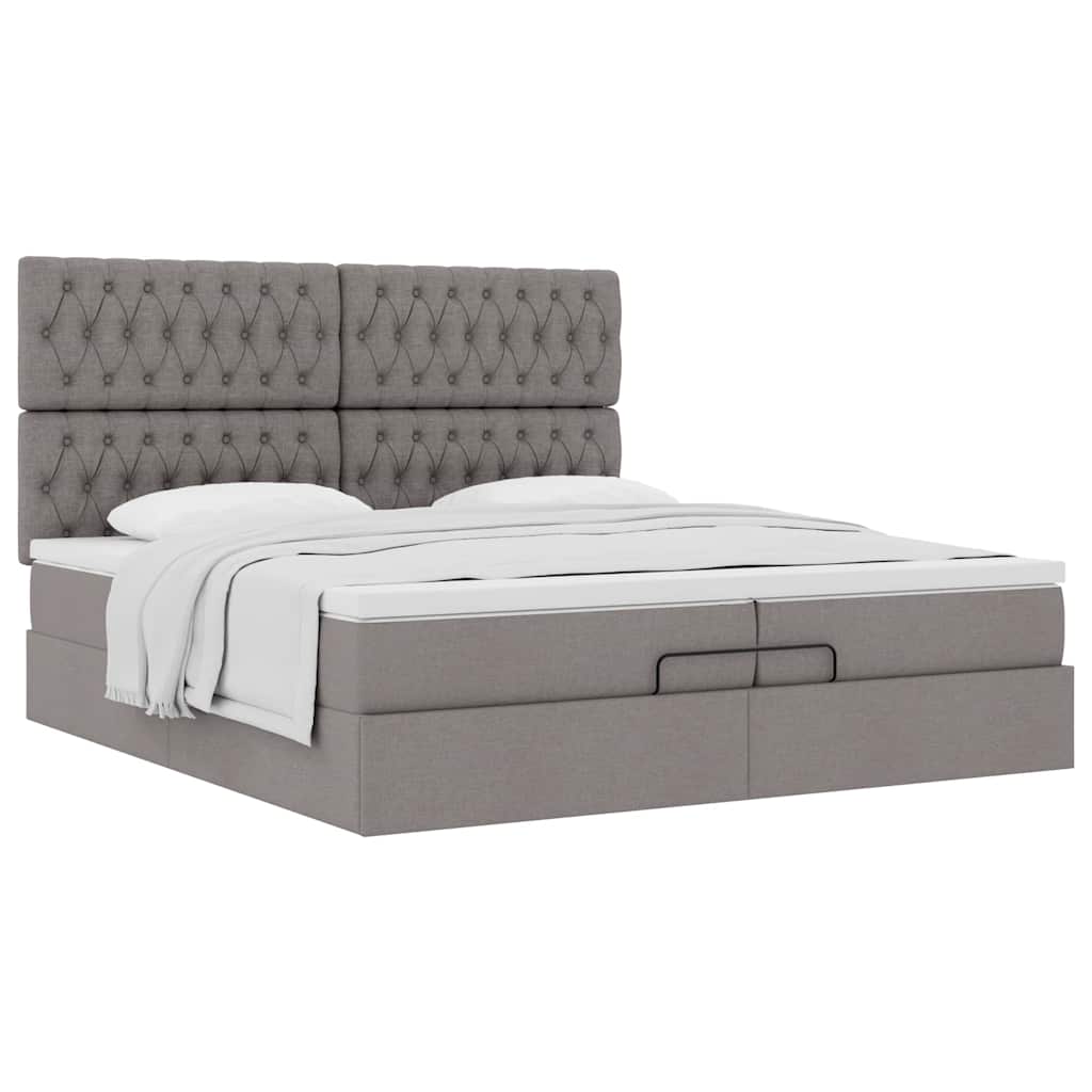 Ottoman bed met matrassen 200x200cm stof taupe is nu te koop bij PeponiXL, paradijselijk wonen!