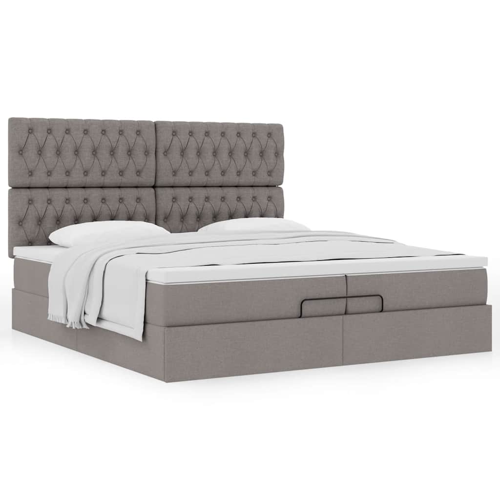 Ottoman bed met matrassen 200x200cm stof taupe is nu te koop bij PeponiXL, paradijselijk wonen!