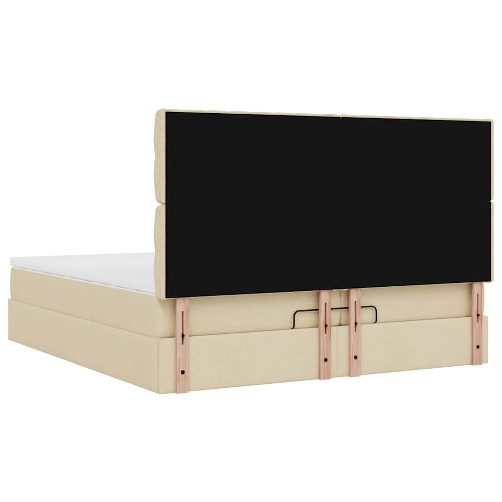 Ottoman bed met matrassen 200x200cm stof crèmekleurig is nu te koop bij PeponiXL, paradijselijk wonen!