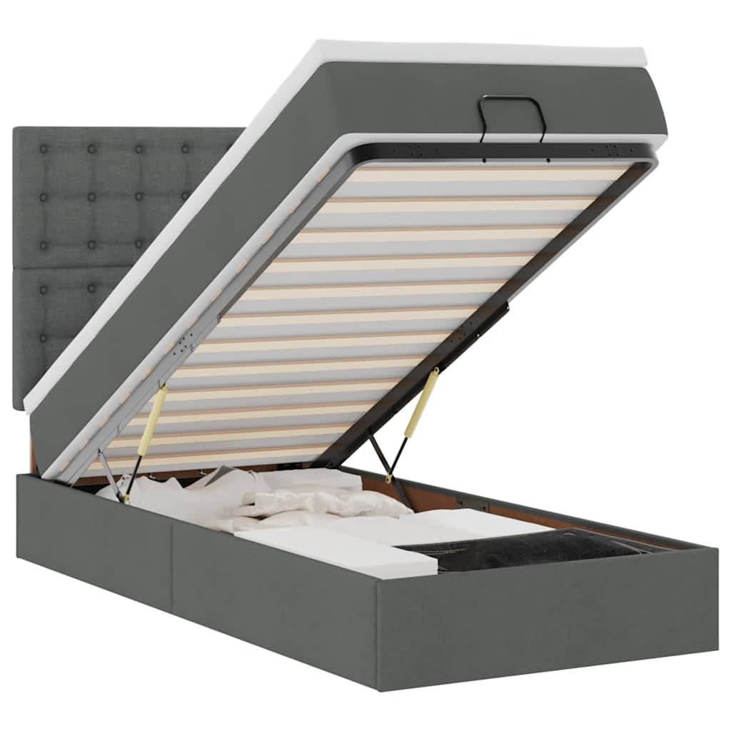 Ottoman bed met matras 80x200cm stof donkergrijs is nu te koop bij PeponiXL, paradijselijk wonen!