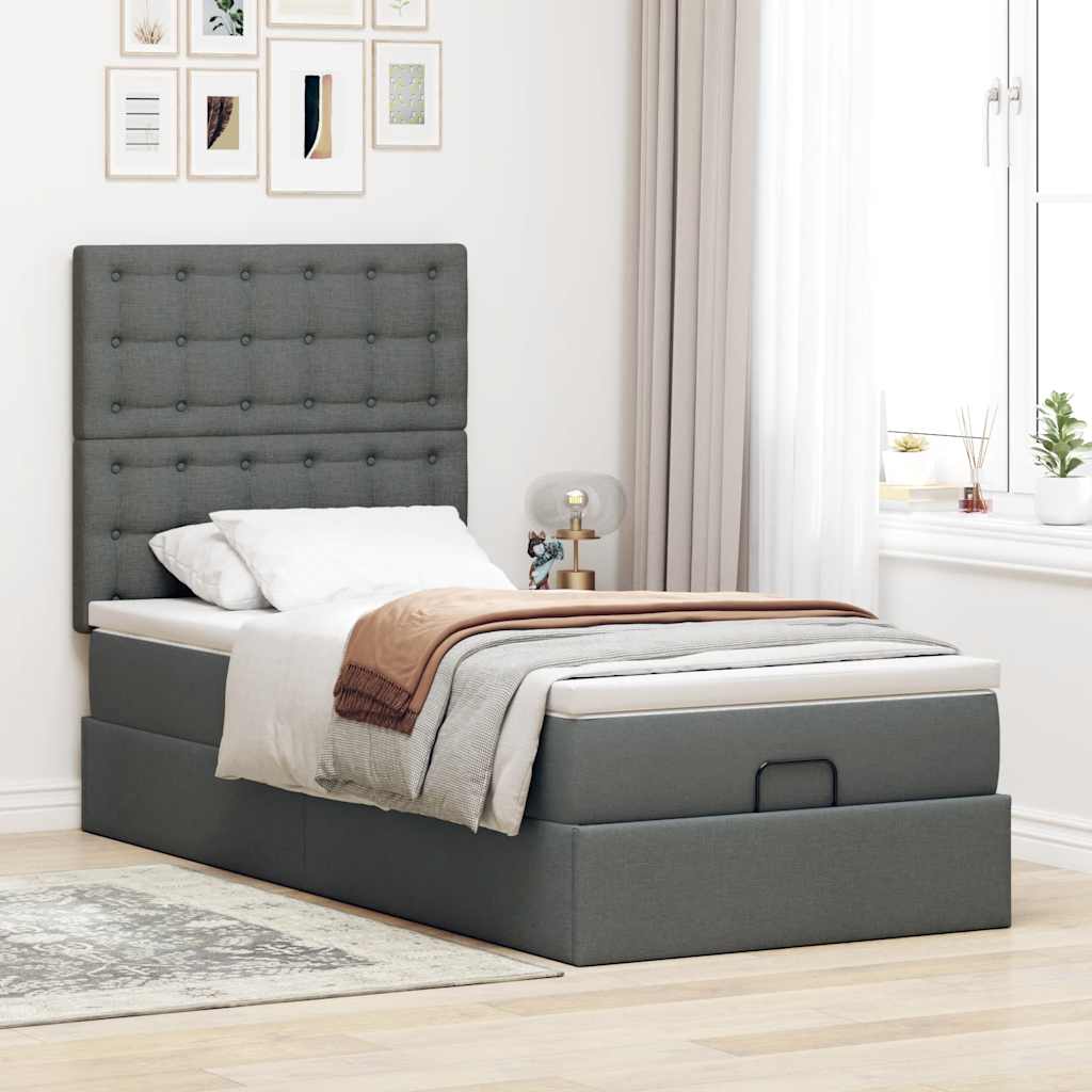 Ottoman bed met matras 80x200cm stof donkergrijs is nu te koop bij PeponiXL, paradijselijk wonen!