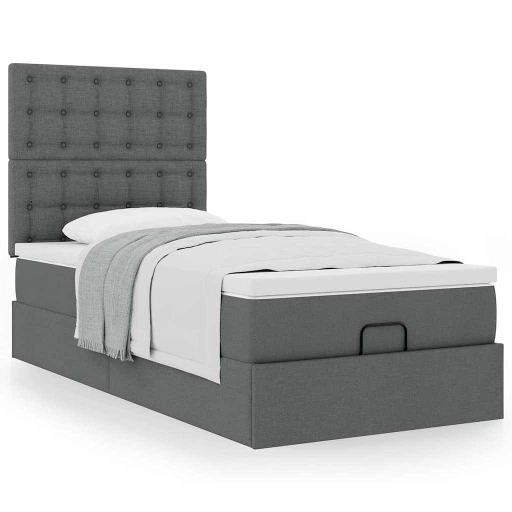 Ottoman bed met matras 80x200cm stof donkergrijs is nu te koop bij PeponiXL, paradijselijk wonen!