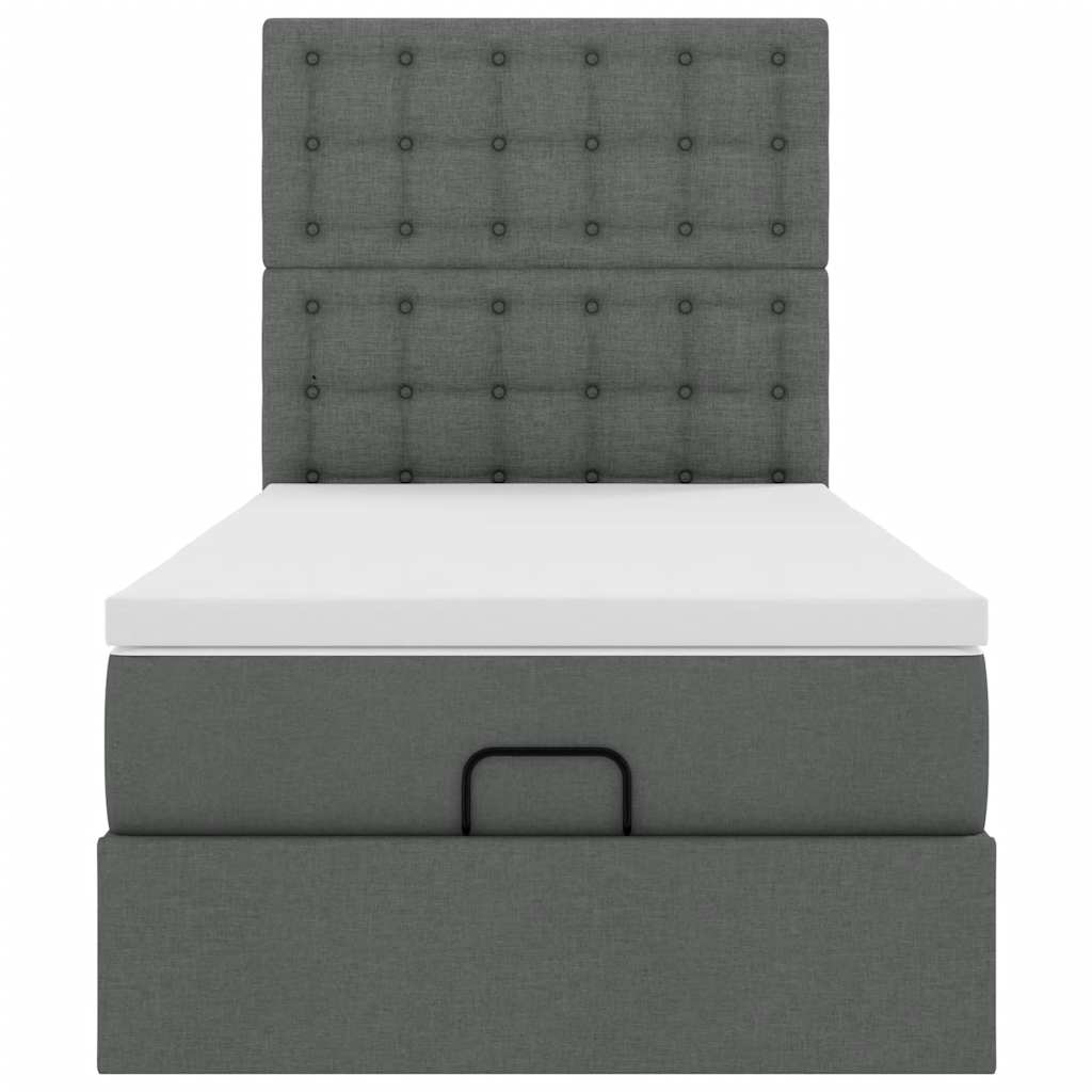 Ottoman bed met matras 80x200cm stof donkergrijs is nu te koop bij PeponiXL, paradijselijk wonen!