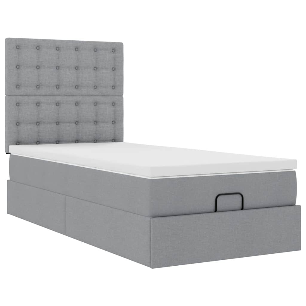 Ottoman bed met matras 90x190cm stof lichtgrijs is nu te koop bij PeponiXL, paradijselijk wonen!