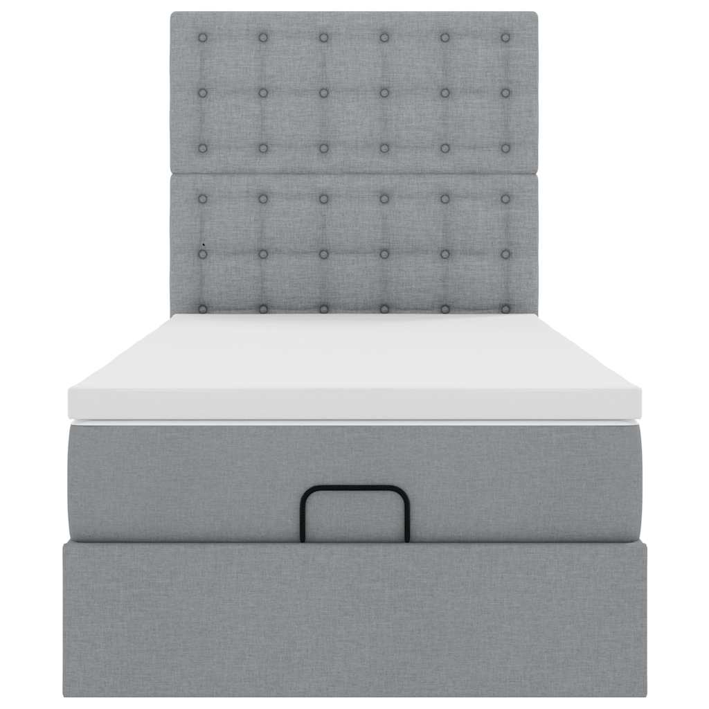 Ottoman bed met matras 90x190cm stof lichtgrijs is nu te koop bij PeponiXL, paradijselijk wonen!