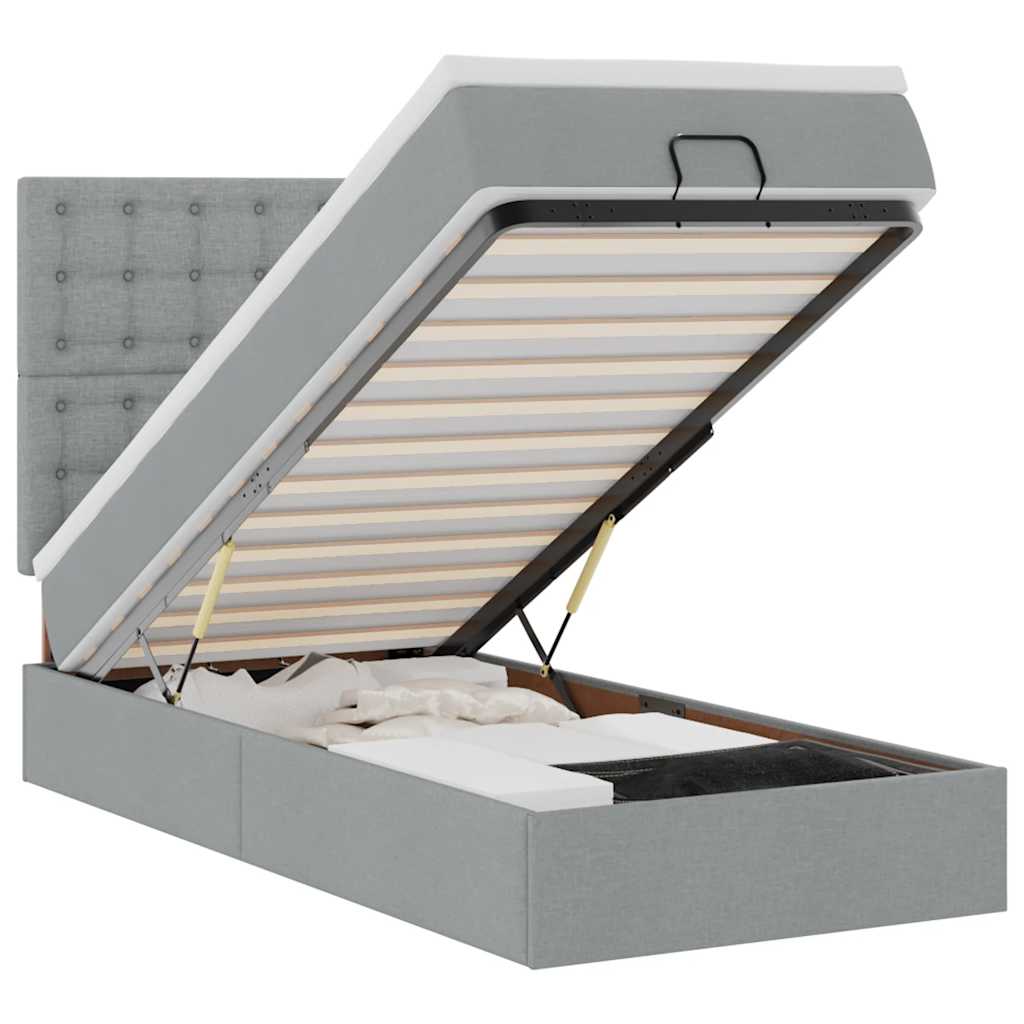 Bed met matras 90x200 cm stof lichtgrijs is nu te koop bij PeponiXL, paradijselijk wonen!
