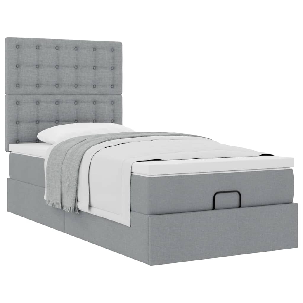 Bed met matras 90x200 cm stof lichtgrijs is nu te koop bij PeponiXL, paradijselijk wonen!