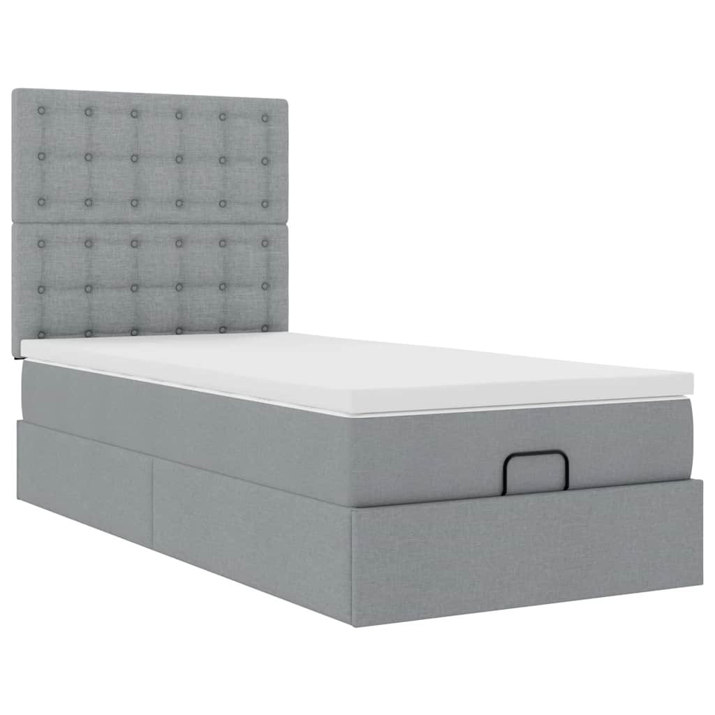 Bed met matras 90x200 cm stof lichtgrijs is nu te koop bij PeponiXL, paradijselijk wonen!