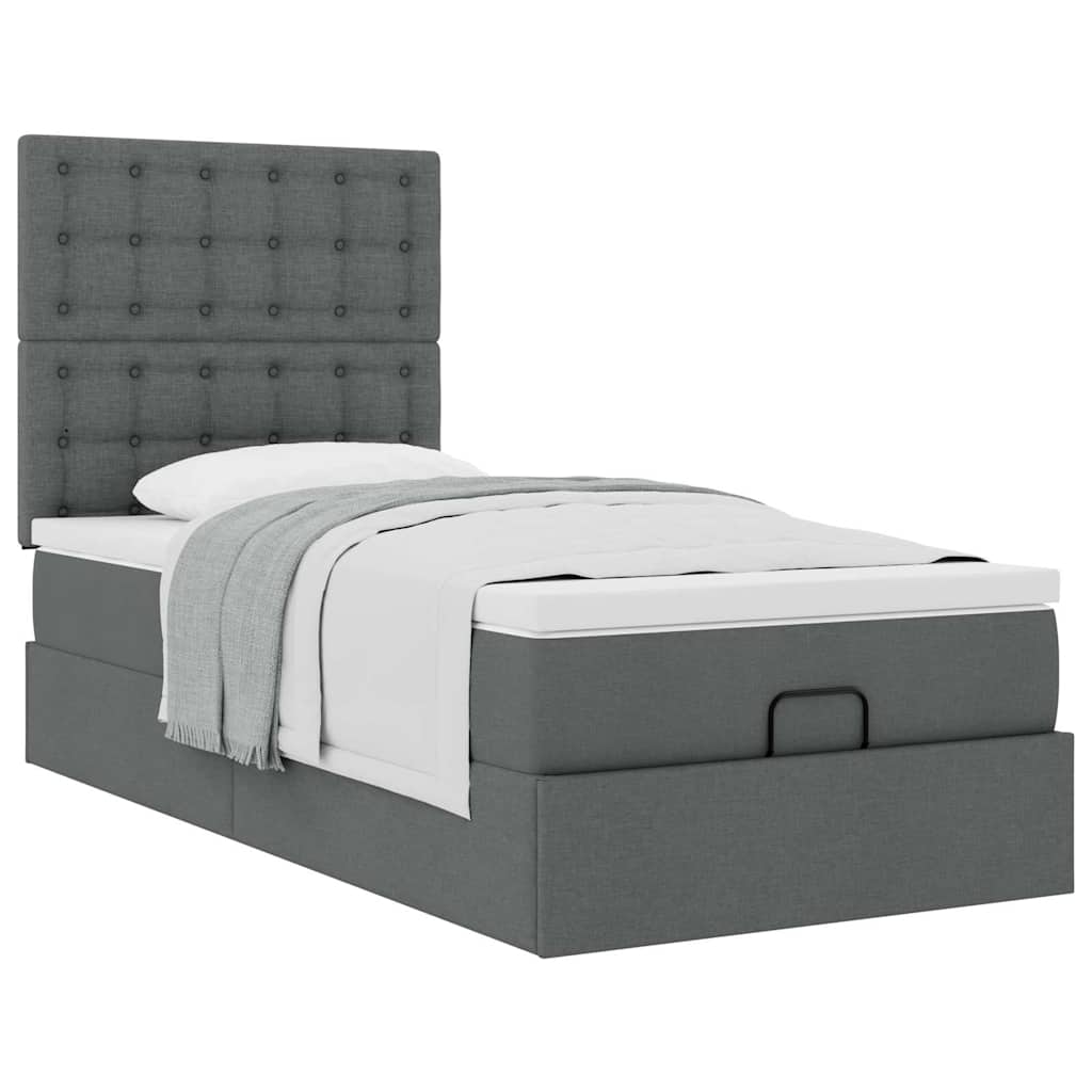 Bed met matras 90x200 cm stof donkergrijs is nu te koop bij PeponiXL, paradijselijk wonen!