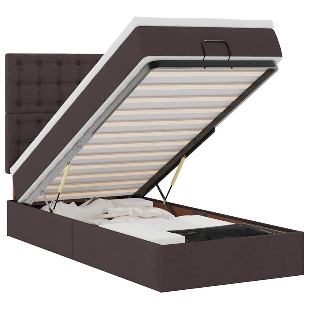 Bed met matras 90x200 cm stof donkerbruin is nu te koop bij PeponiXL, paradijselijk wonen!