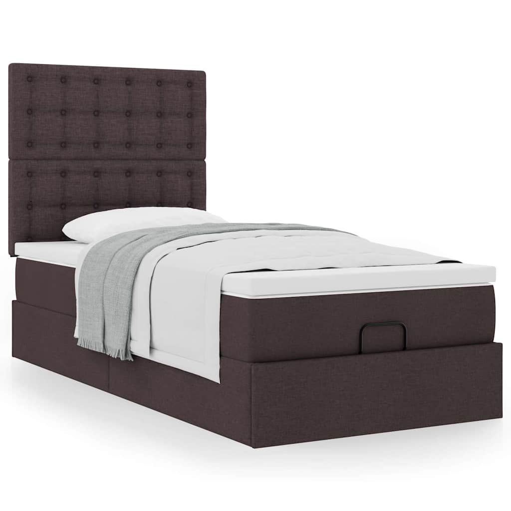 Bed met matras 90x200 cm stof donkerbruin is nu te koop bij PeponiXL, paradijselijk wonen!