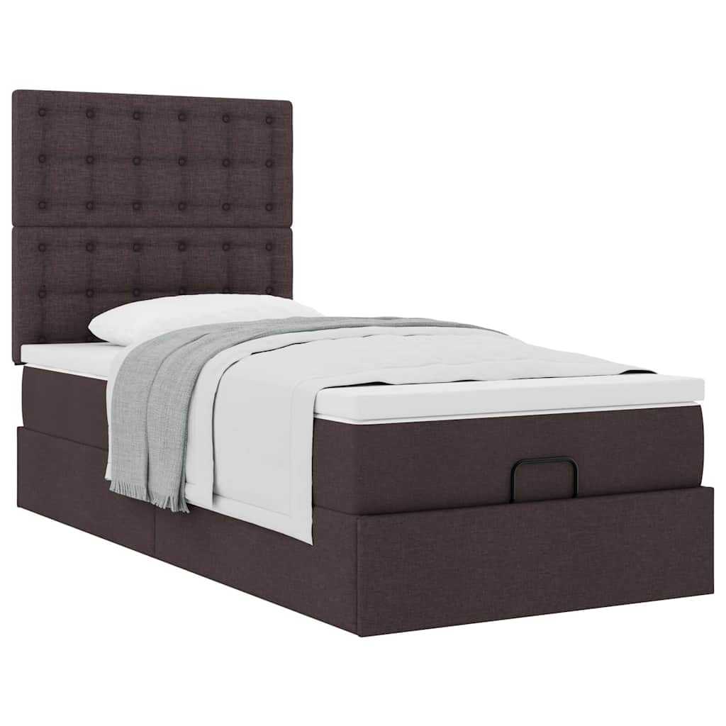 Bed met matras 90x200 cm stof donkerbruin is nu te koop bij PeponiXL, paradijselijk wonen!
