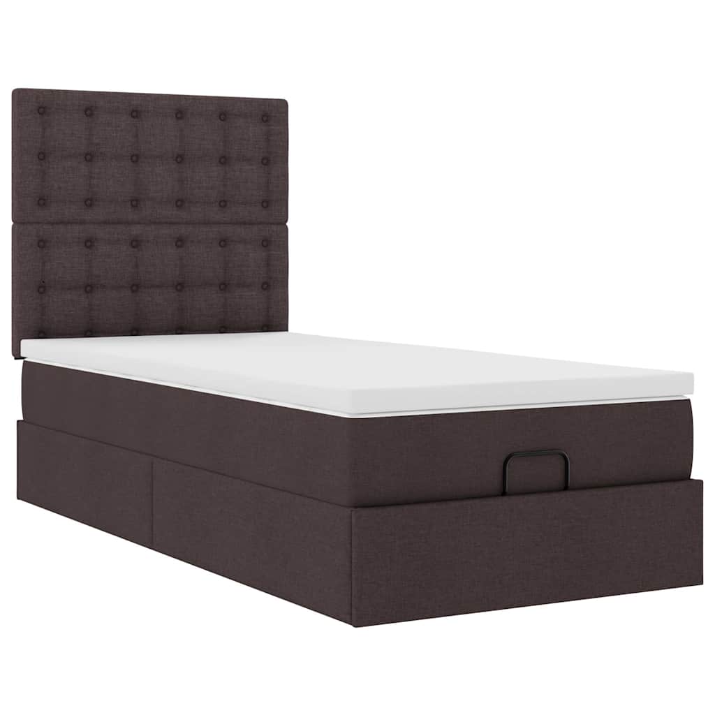 Bed met matras 90x200 cm stof donkerbruin is nu te koop bij PeponiXL, paradijselijk wonen!