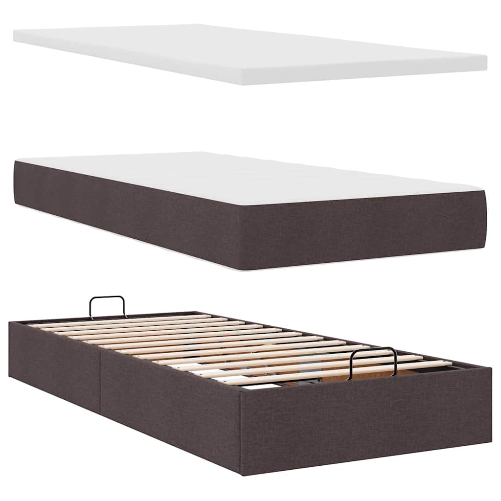 Bed met matras 90x200 cm stof donkerbruin is nu te koop bij PeponiXL, paradijselijk wonen!