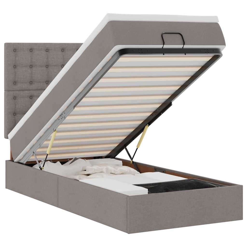Bed met matras 90x200 cm stof taupe is nu te koop bij PeponiXL, paradijselijk wonen!