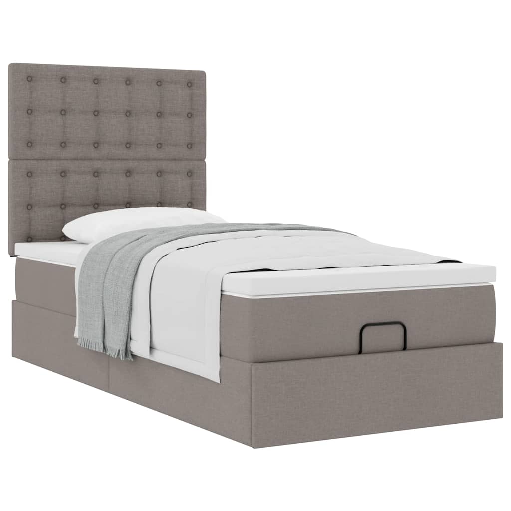 Bed met matras 90x200 cm stof taupe is nu te koop bij PeponiXL, paradijselijk wonen!