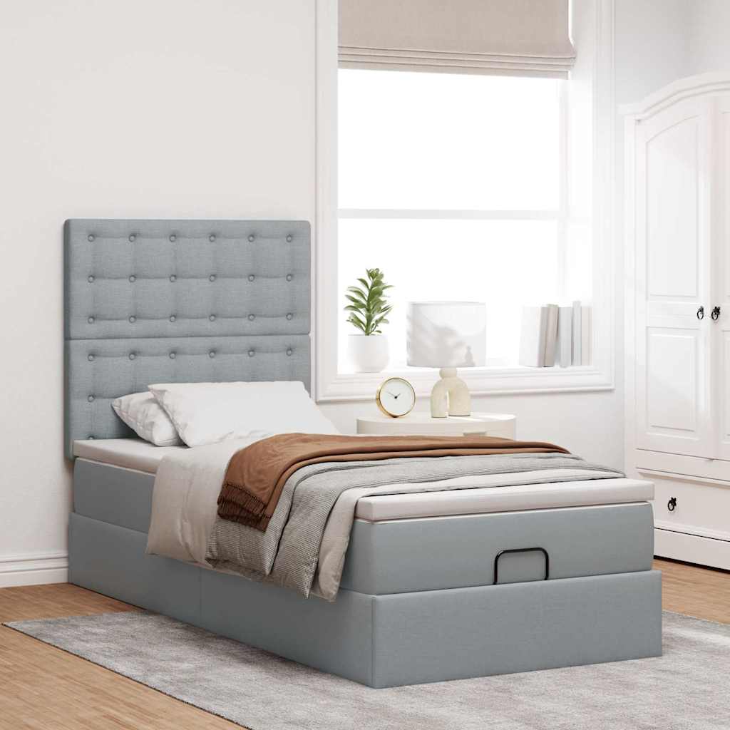 Bed met matras 100x200 cm stof lichtgrijs is nu te koop bij PeponiXL, paradijselijk wonen!