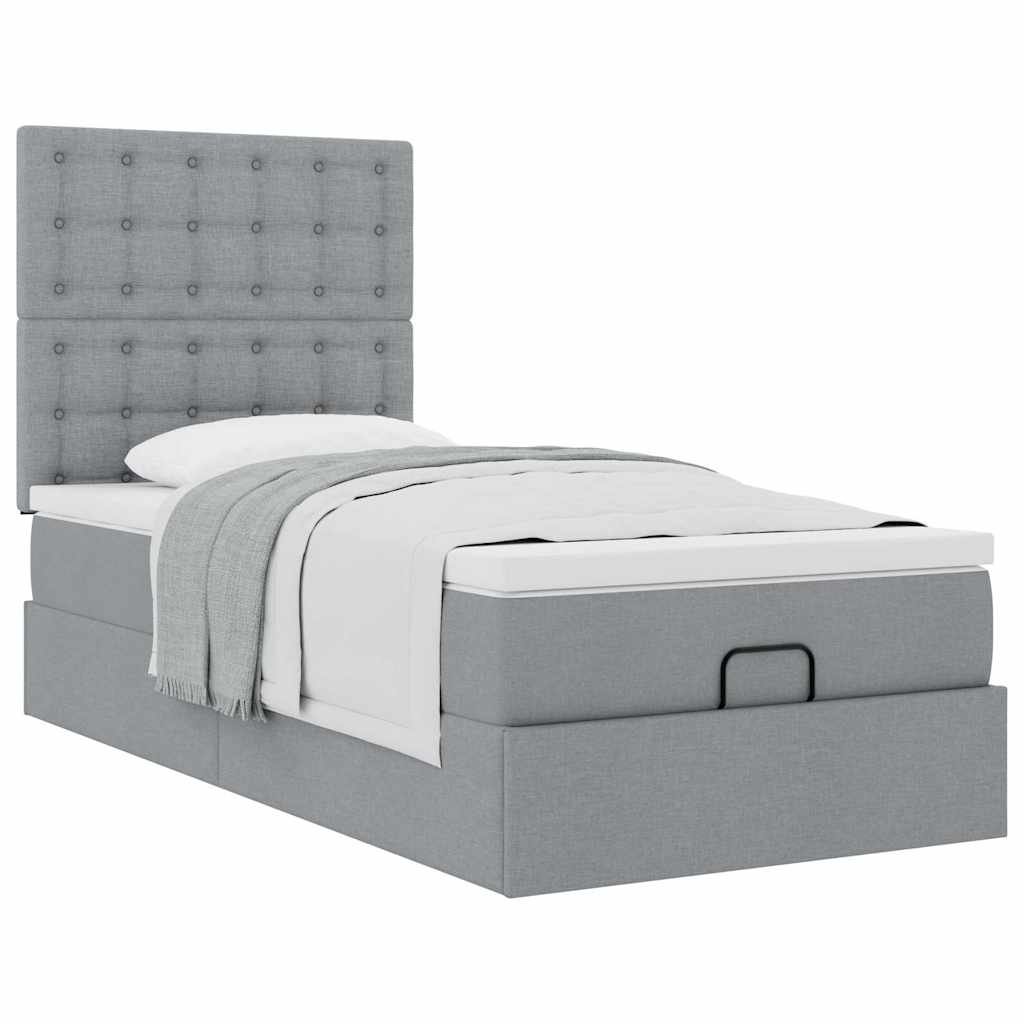 Bed met matras 100x200 cm stof lichtgrijs is nu te koop bij PeponiXL, paradijselijk wonen!