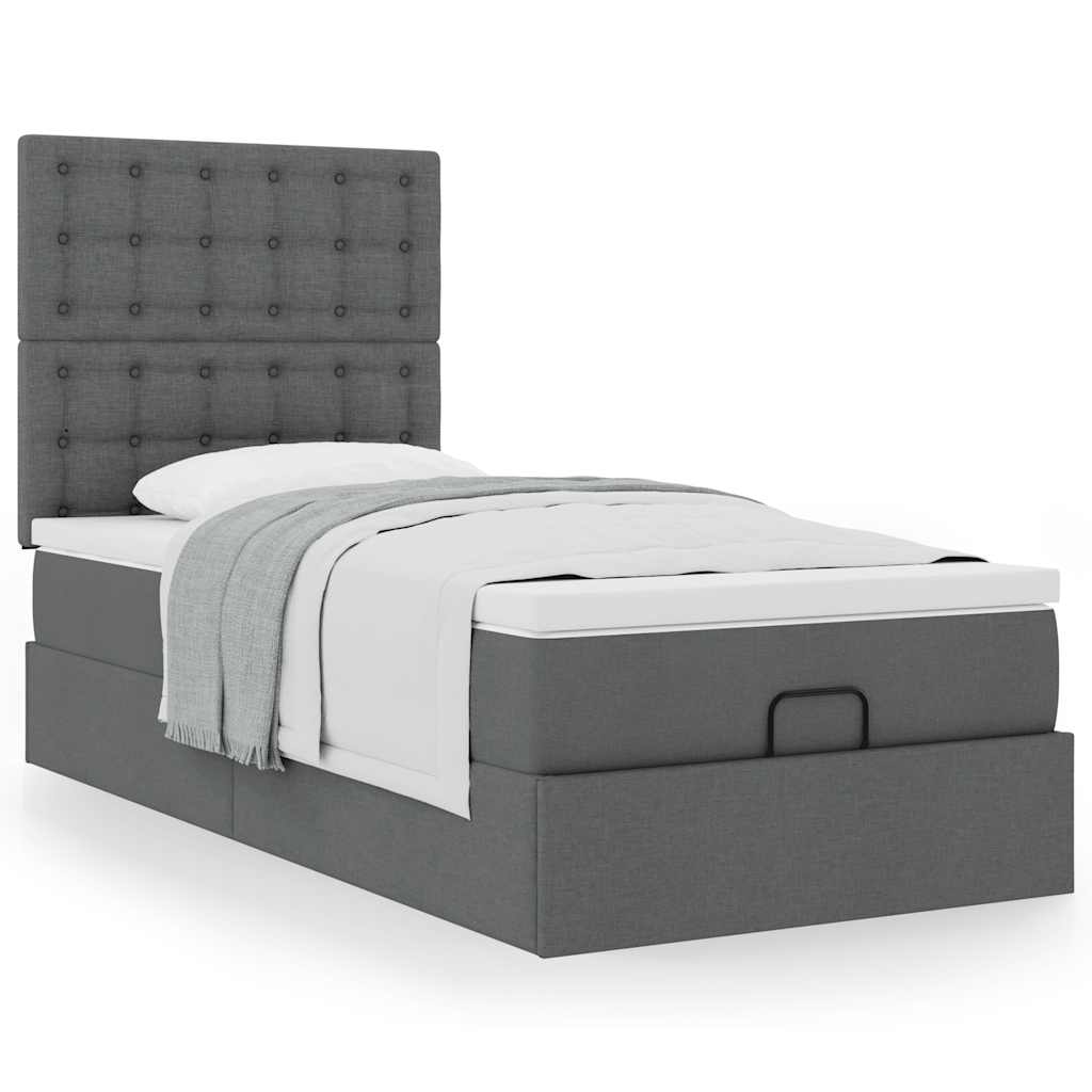 Ottoman bed met matras 100x200cm stof donkergrijs is nu te koop bij PeponiXL, paradijselijk wonen!