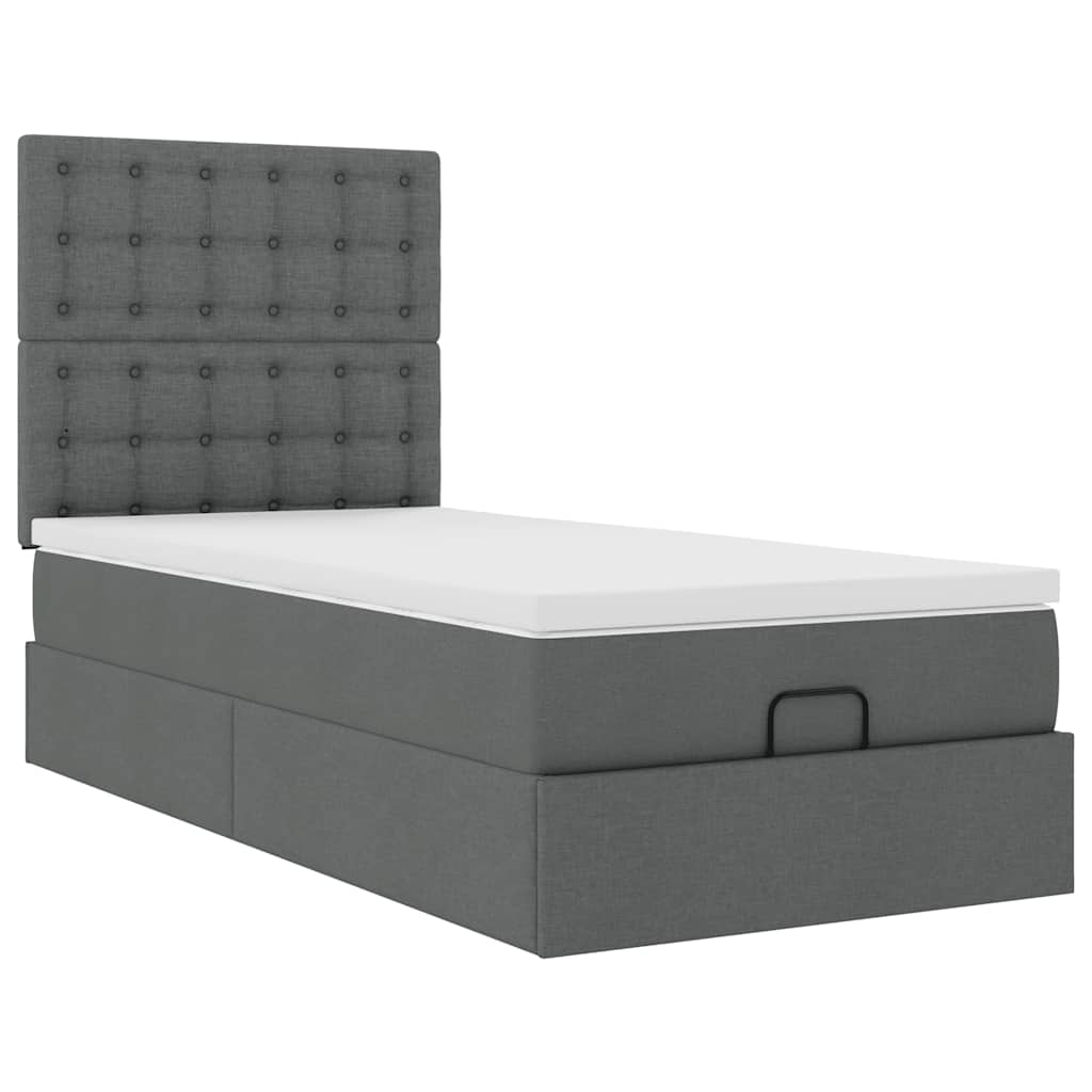 Ottoman bed met matras 100x200cm stof donkergrijs is nu te koop bij PeponiXL, paradijselijk wonen!