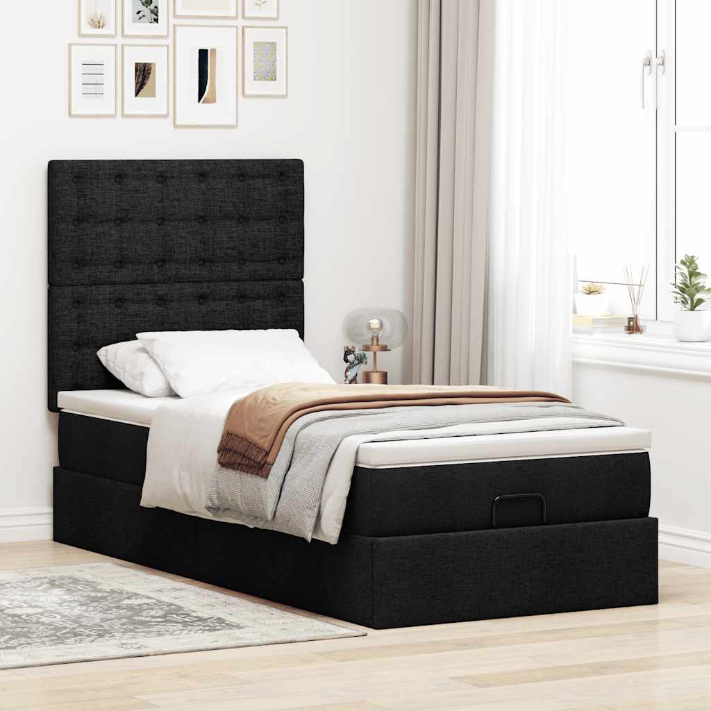 Bed met matras 100x200 cm stof zwart