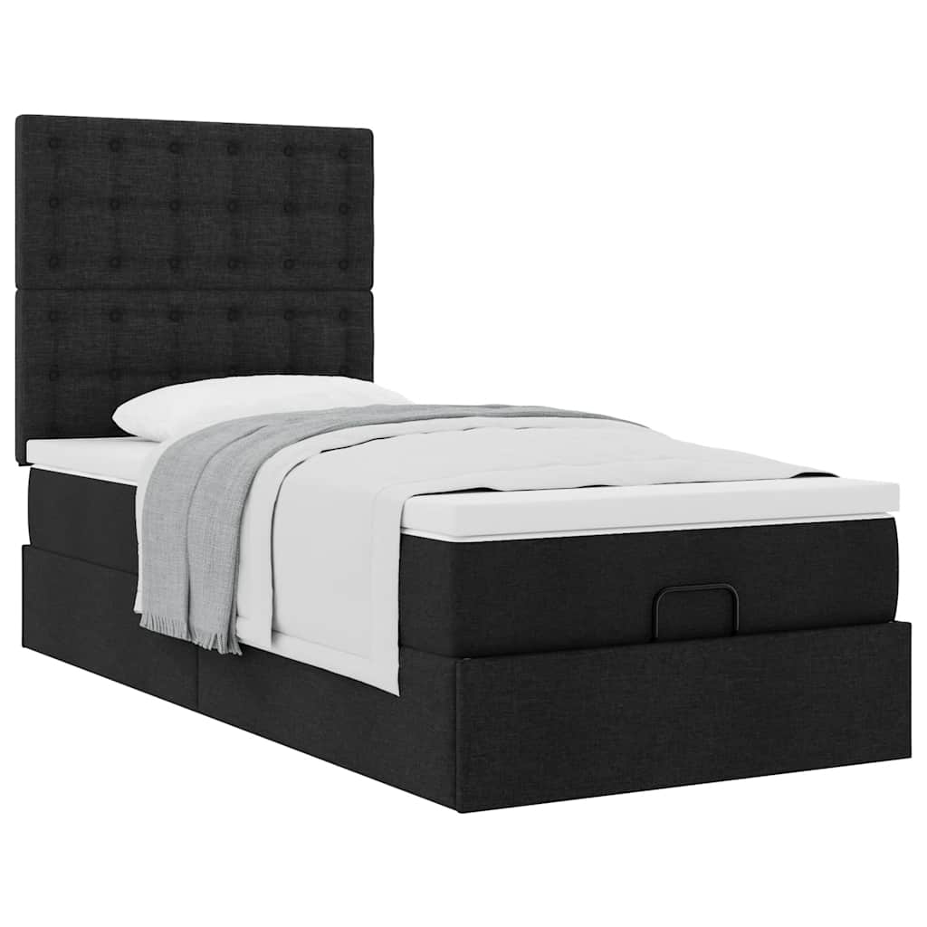 Bed met matras 100x200 cm stof zwart