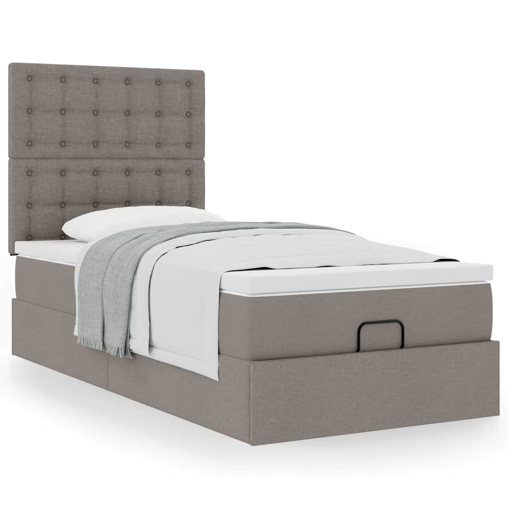 Bed met matras 100x200 cm stof taupe is nu te koop bij PeponiXL, paradijselijk wonen!