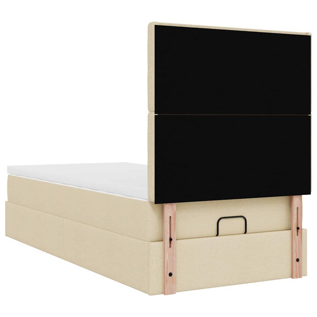 Bed met matras 100x200 cm stof crèmekleurig is nu te koop bij PeponiXL, paradijselijk wonen!