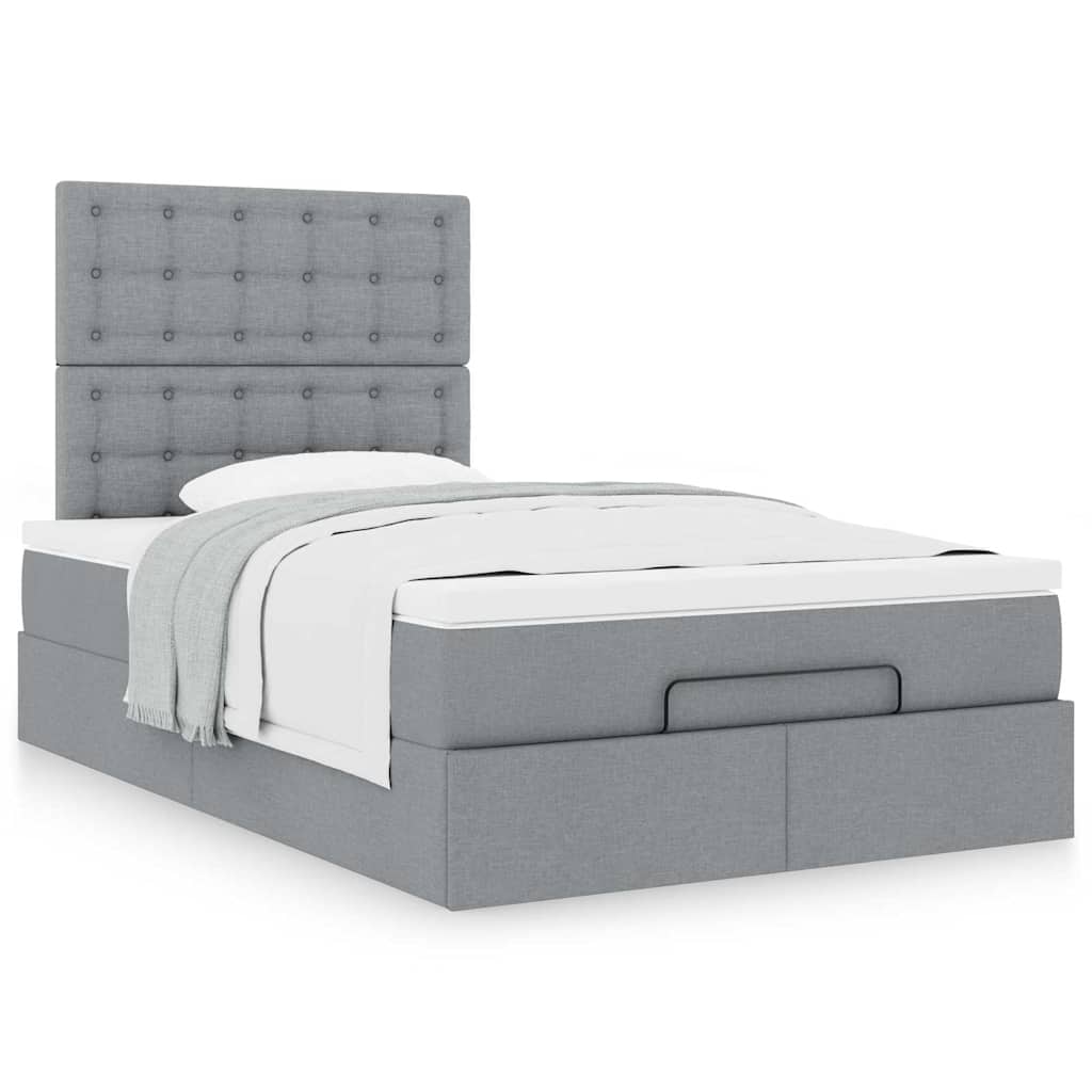Ottoman bed met matras 120x190 cm stof lichtgrijs is nu te koop bij PeponiXL, paradijselijk wonen!