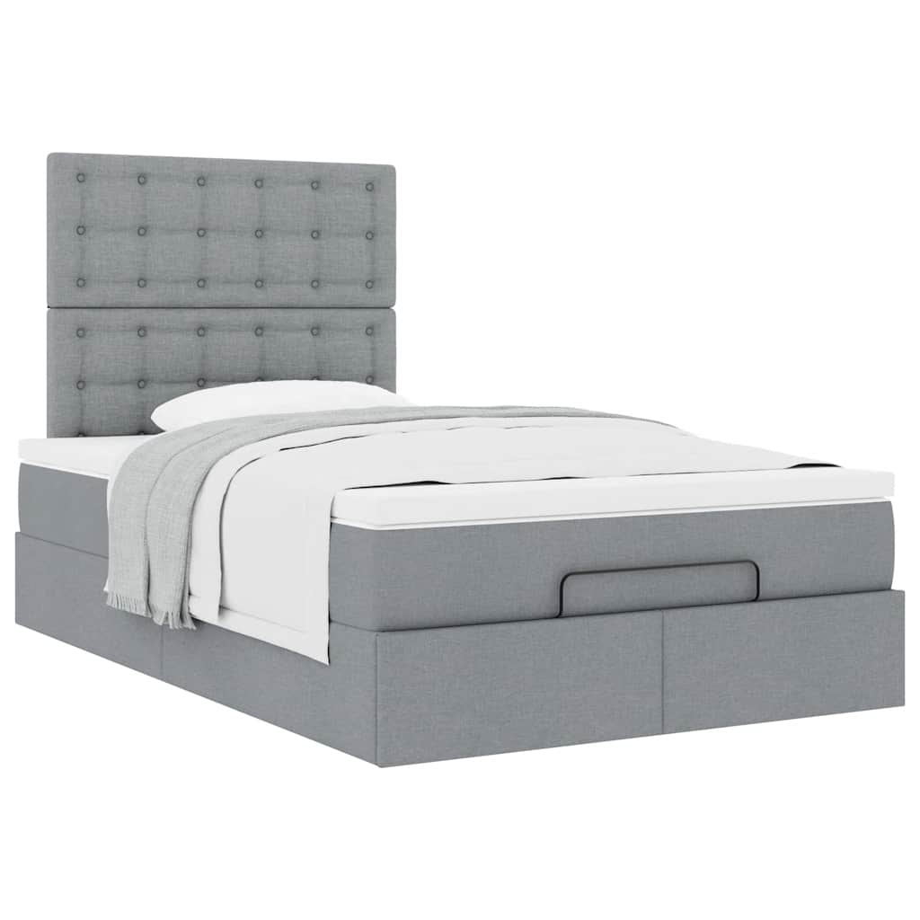Ottoman bed met matras 120x190 cm stof lichtgrijs is nu te koop bij PeponiXL, paradijselijk wonen!