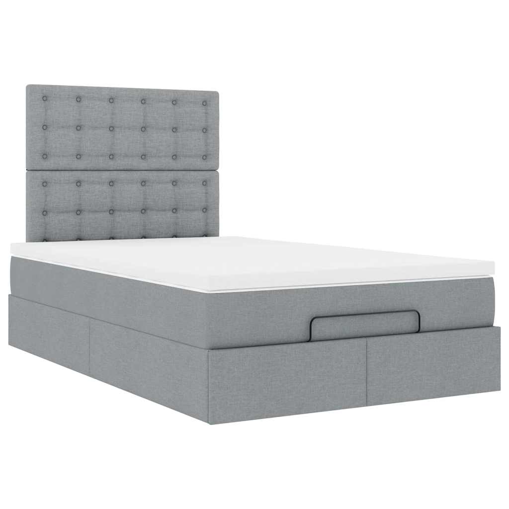 Ottoman bed met matras 120x190 cm stof lichtgrijs is nu te koop bij PeponiXL, paradijselijk wonen!