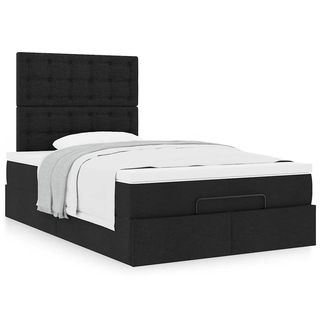 Ottoman bed met matras 120x190 cm stof zwart is nu te koop bij PeponiXL, paradijselijk wonen!