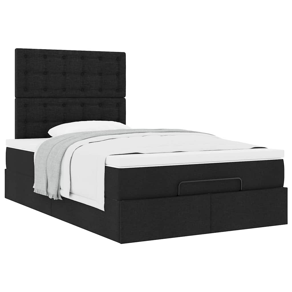 Ottoman bed met matras 120x190 cm stof zwart is nu te koop bij PeponiXL, paradijselijk wonen!