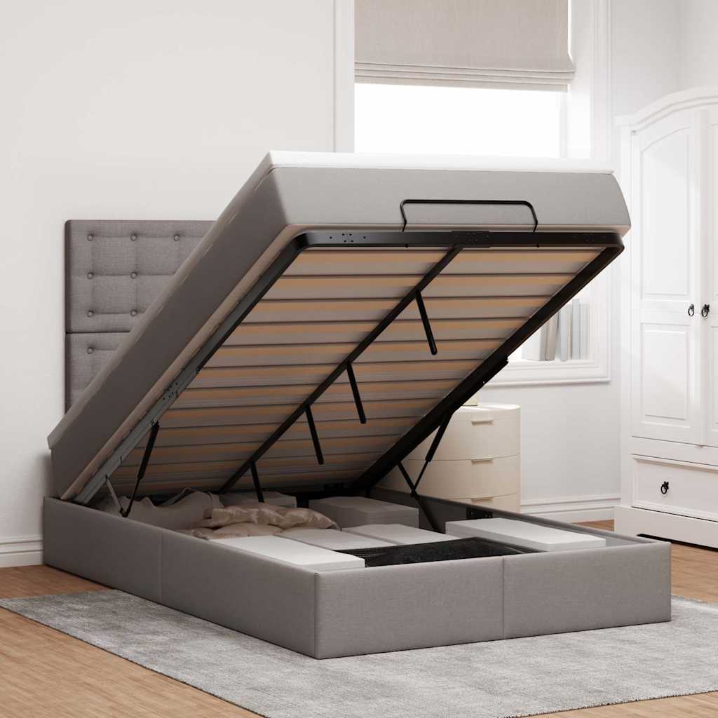 Ottoman bed met matras 120x200cm stof taupe is nu te koop bij PeponiXL, paradijselijk wonen!