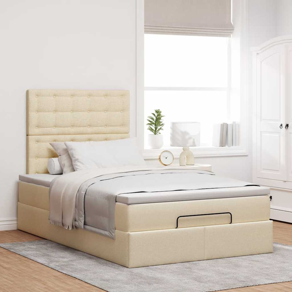 Ottoman bed met matras 120x200cm stof crèmekleurig is nu te koop bij PeponiXL, paradijselijk wonen!