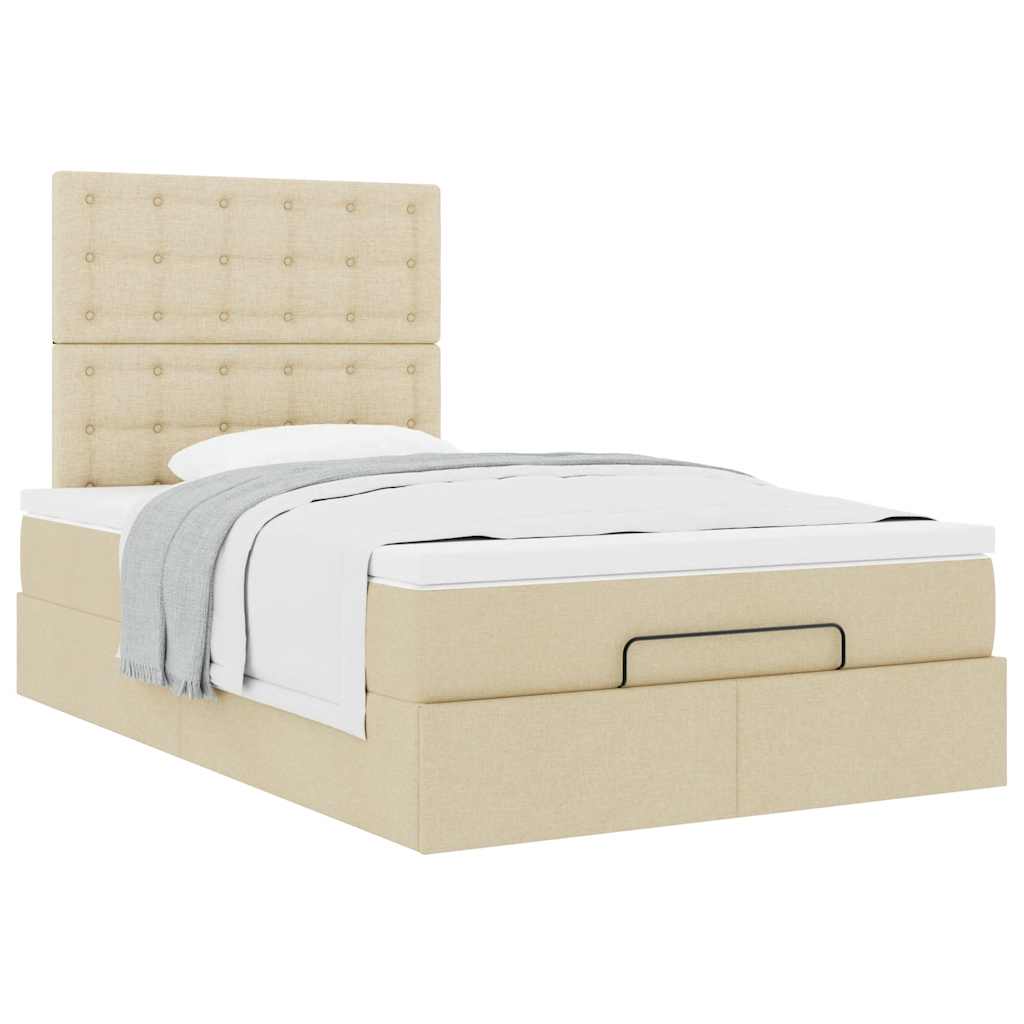 Ottoman bed met matras 120x200cm stof crèmekleurig is nu te koop bij PeponiXL, paradijselijk wonen!