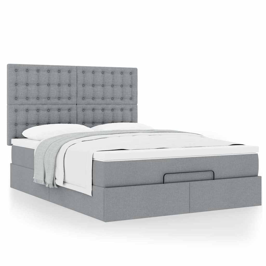 Ottoman bed met matras 140x190cm stof lichtgrijs is nu te koop bij PeponiXL, paradijselijk wonen!