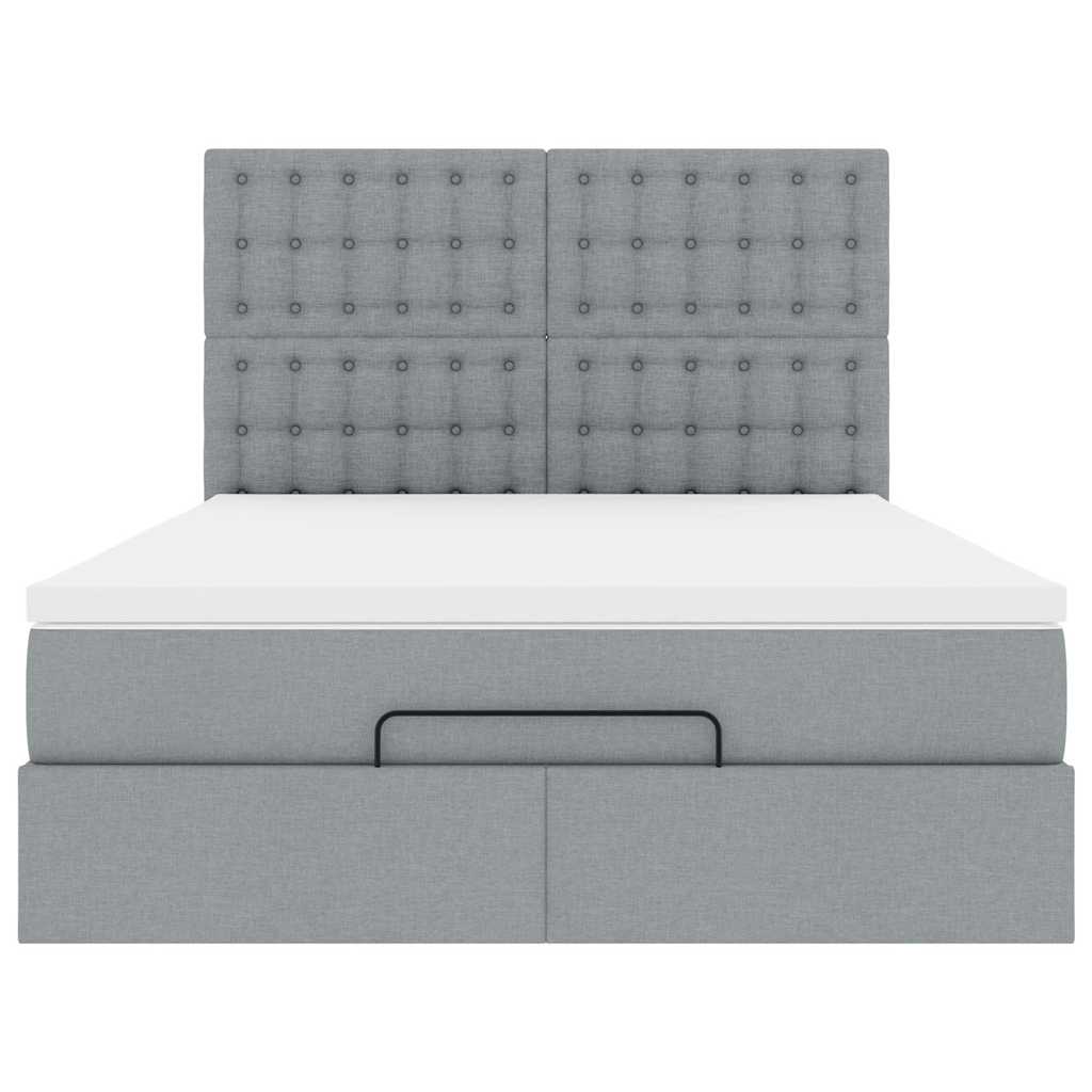 Ottoman bed met matras 140x190cm stof lichtgrijs is nu te koop bij PeponiXL, paradijselijk wonen!