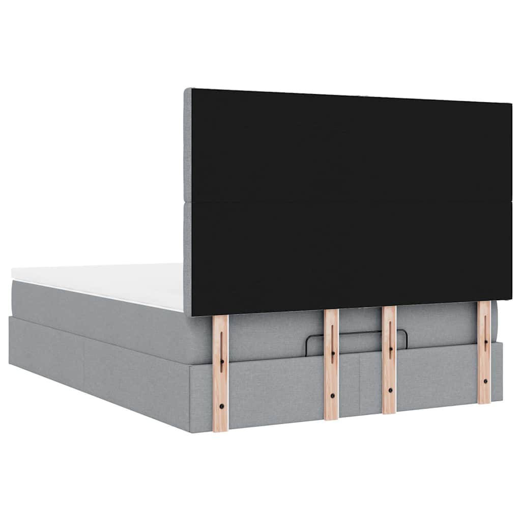 Ottoman bed met matras 140x190cm stof lichtgrijs is nu te koop bij PeponiXL, paradijselijk wonen!