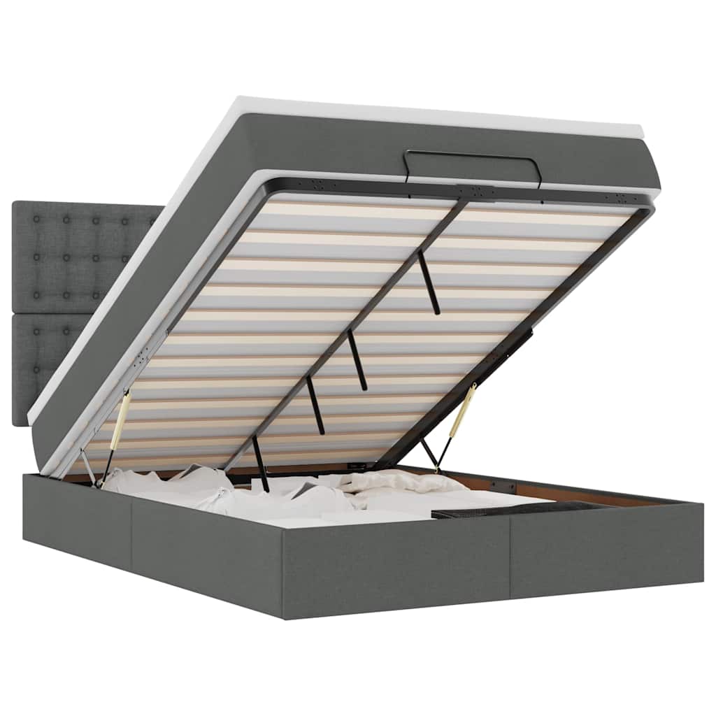 Ottoman bed met matras 140x190cm stof donkergrijs is nu te koop bij PeponiXL, paradijselijk wonen!