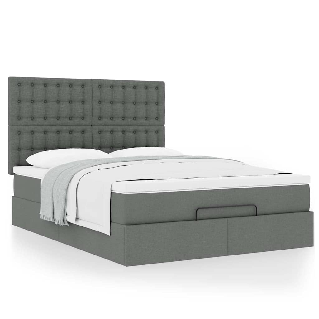 Ottoman bed met matras 140x190cm stof donkergrijs is nu te koop bij PeponiXL, paradijselijk wonen!