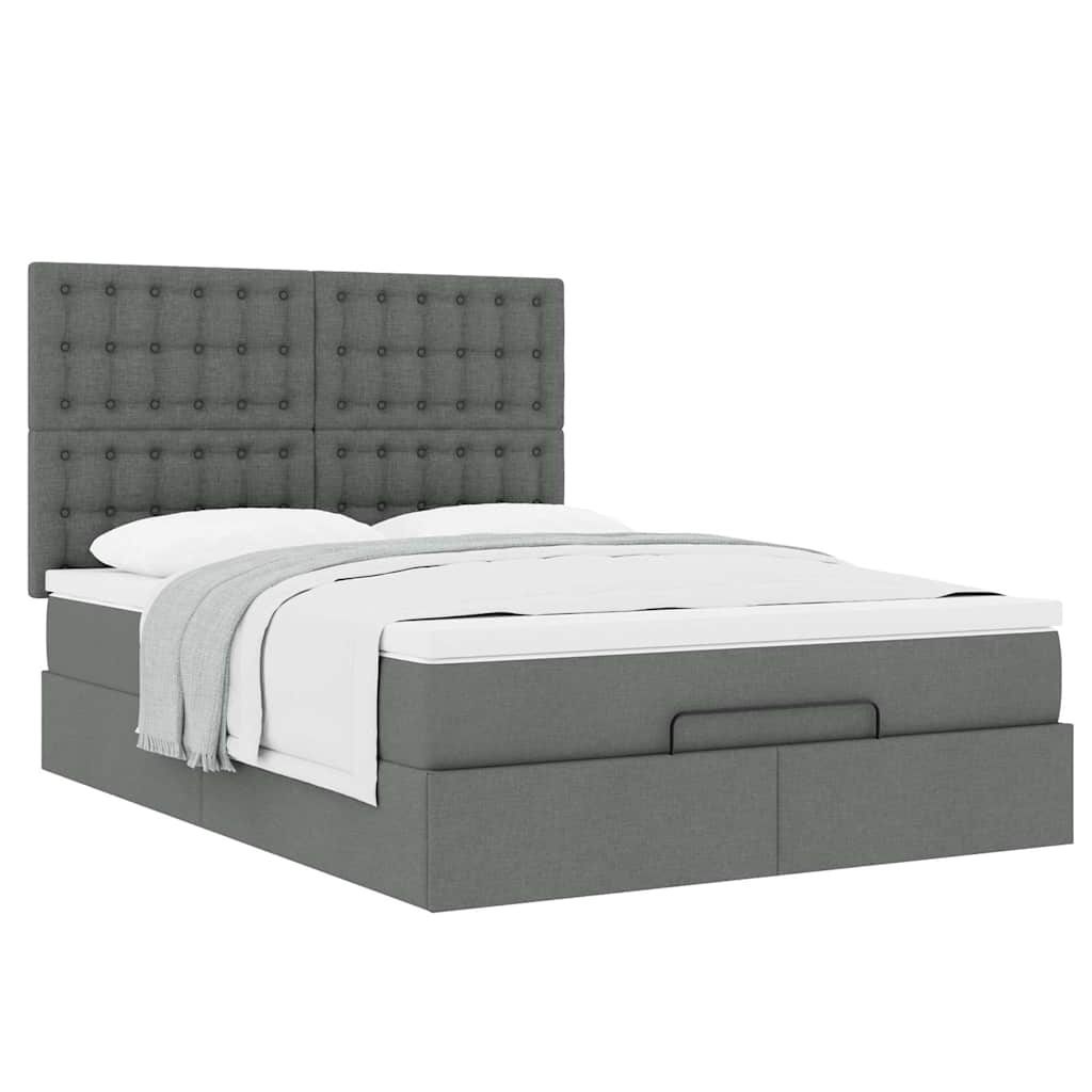 Ottoman bed met matras 140x190cm stof donkergrijs is nu te koop bij PeponiXL, paradijselijk wonen!