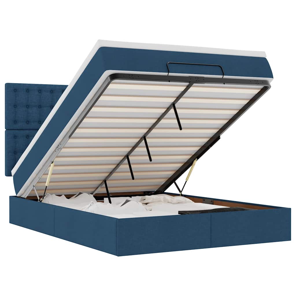 Ottoman bed met matras 140x190cm stof blauw is nu te koop bij PeponiXL, paradijselijk wonen!