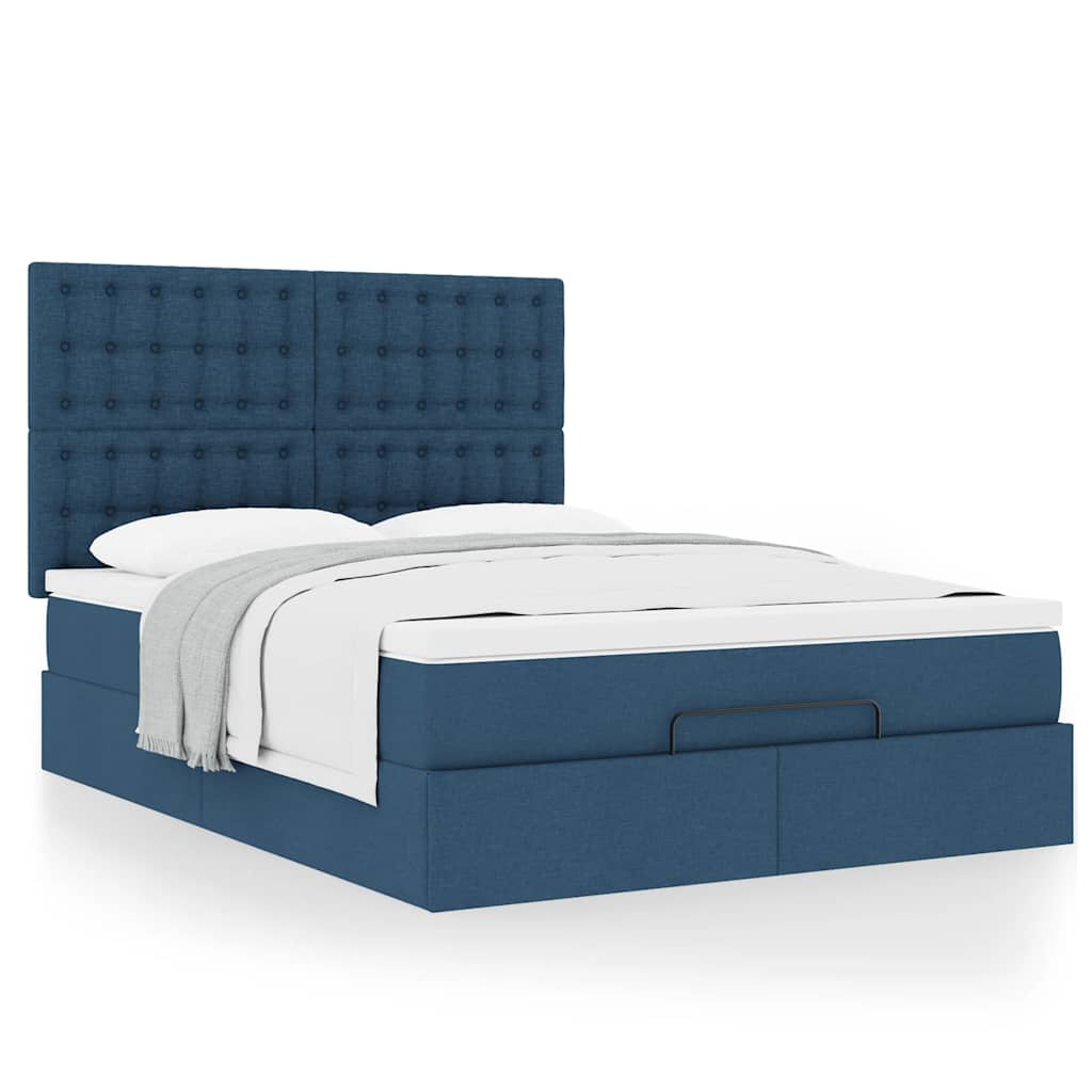 Ottoman bed met matras 140x190cm stof blauw is nu te koop bij PeponiXL, paradijselijk wonen!